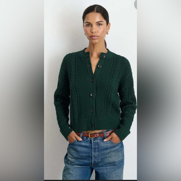 Alex Mill Sweaters - Alex Mill Nico Chunky Cotton cable knit Cardigan in Evergreen size Medium